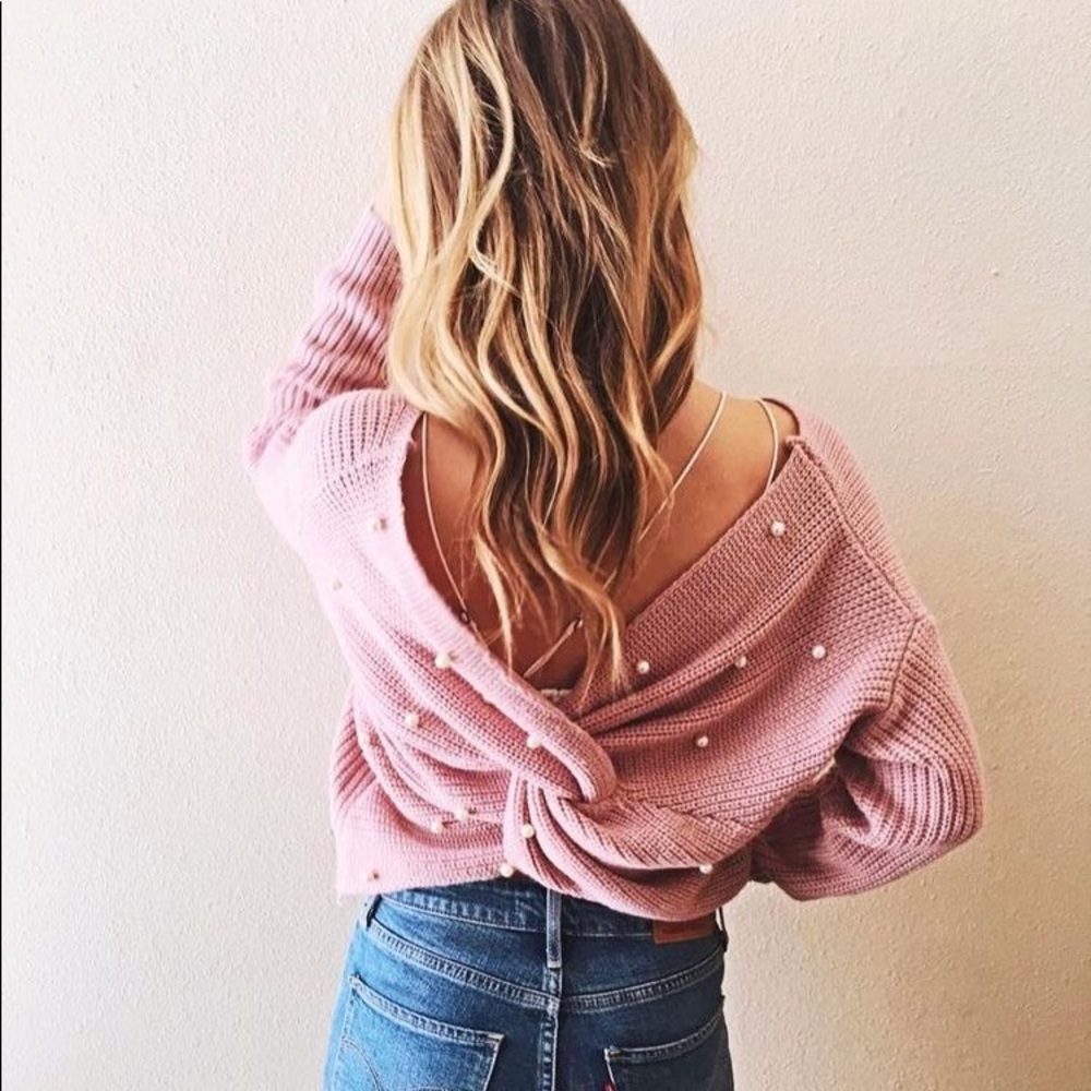 LAST 1✨ pearl twist knit sweater blush pink - Picture 5 of 6